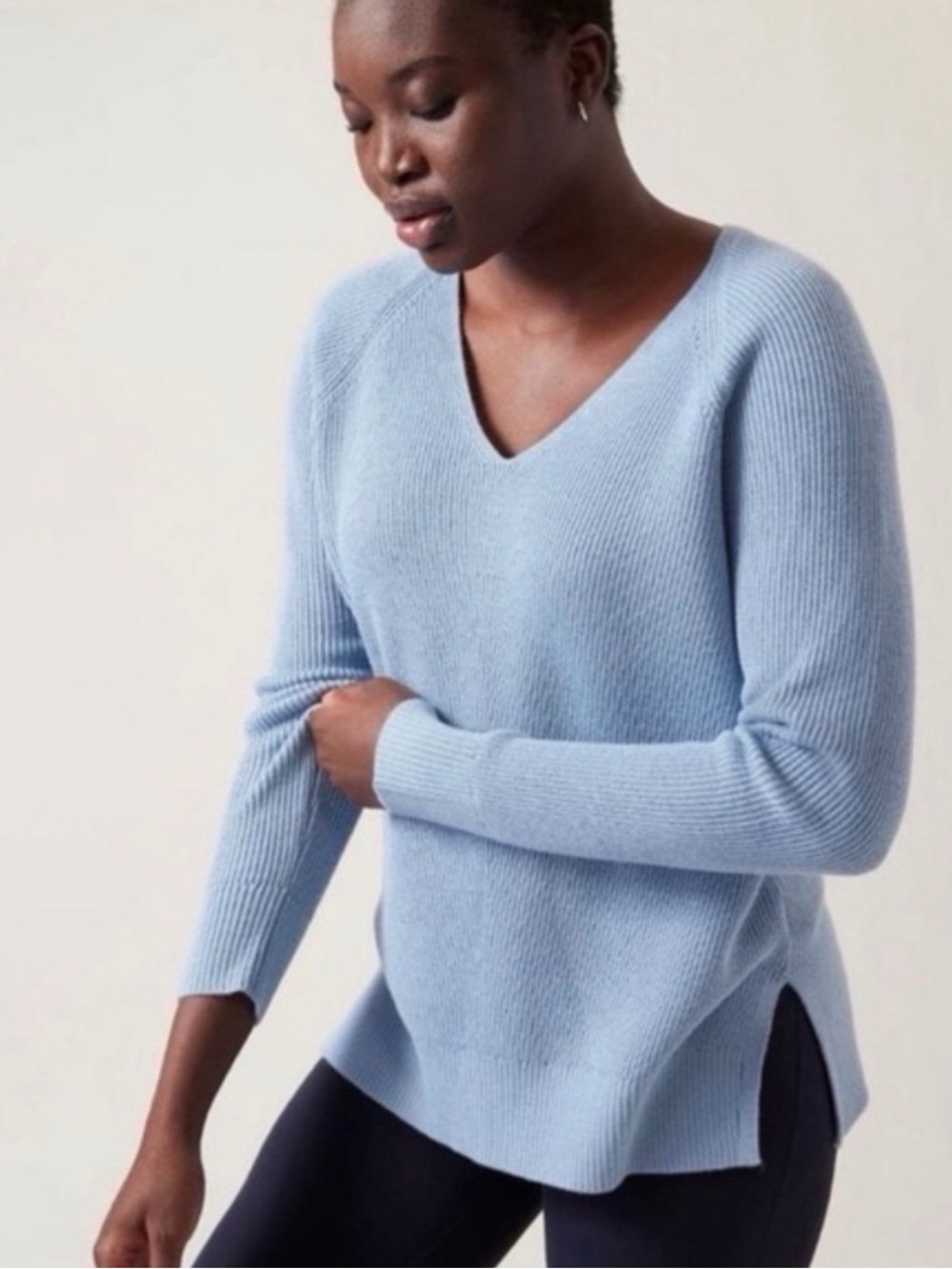 Athleta Hanover Refined V-Neck Sweater Small